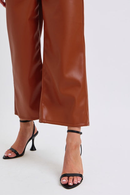 Judy Blue - The Stella Faux Leather Wide Crop Pant w/ Tummy Control