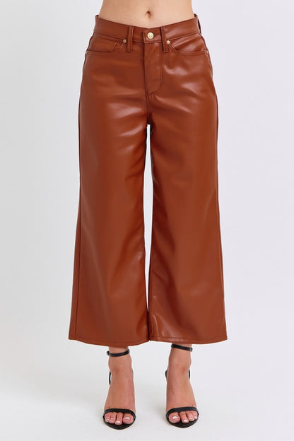 Judy Blue - The Stella Faux Leather Wide Crop Pant w/ Tummy Control