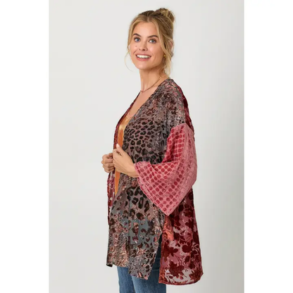 Final Sale - Victoria Effortless Mixed Print Burn-Out Kimono