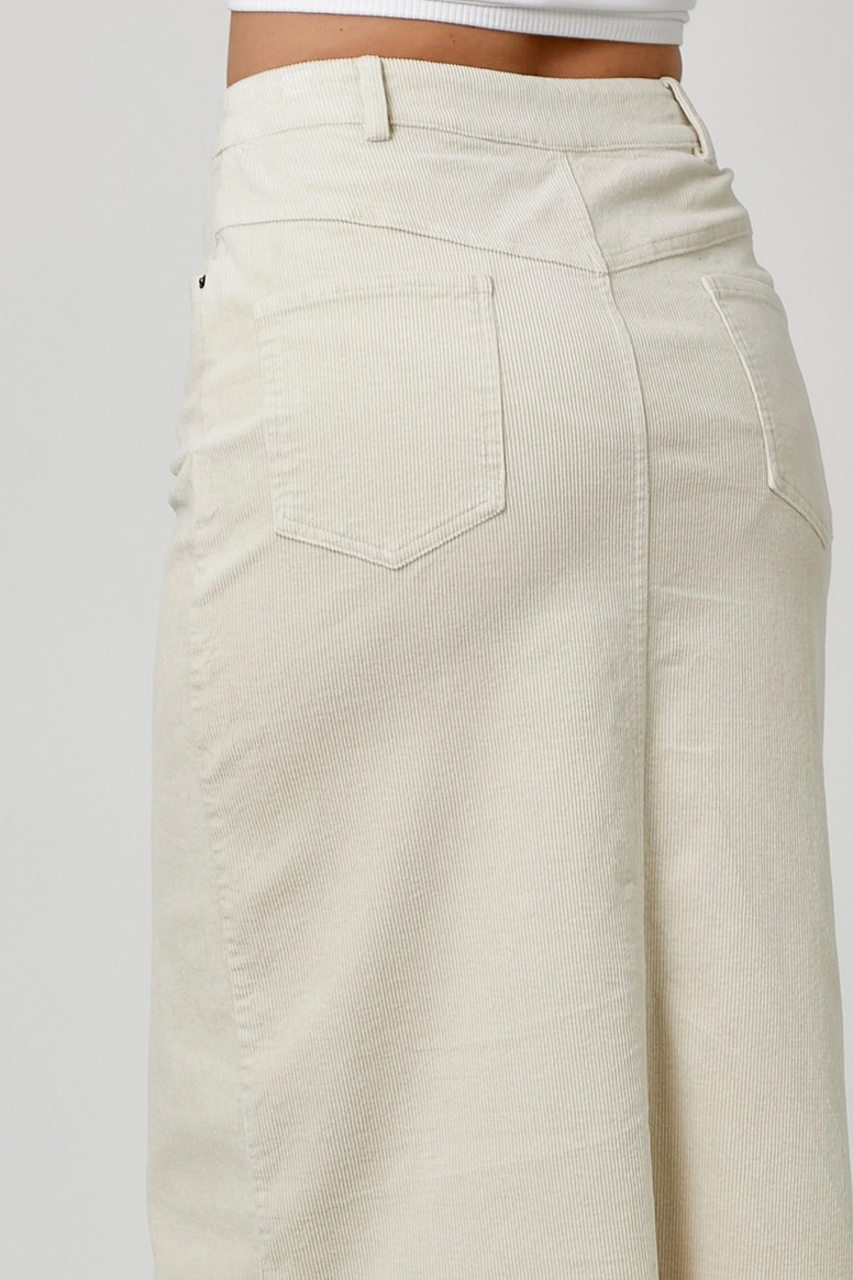 Sale - The Everest Washed Front Slit Corduroy Skirt