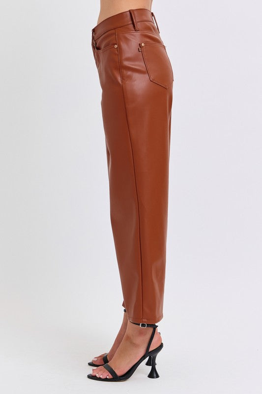 Judy Blue - The Stella Faux Leather Wide Crop Pant w/ Tummy Control