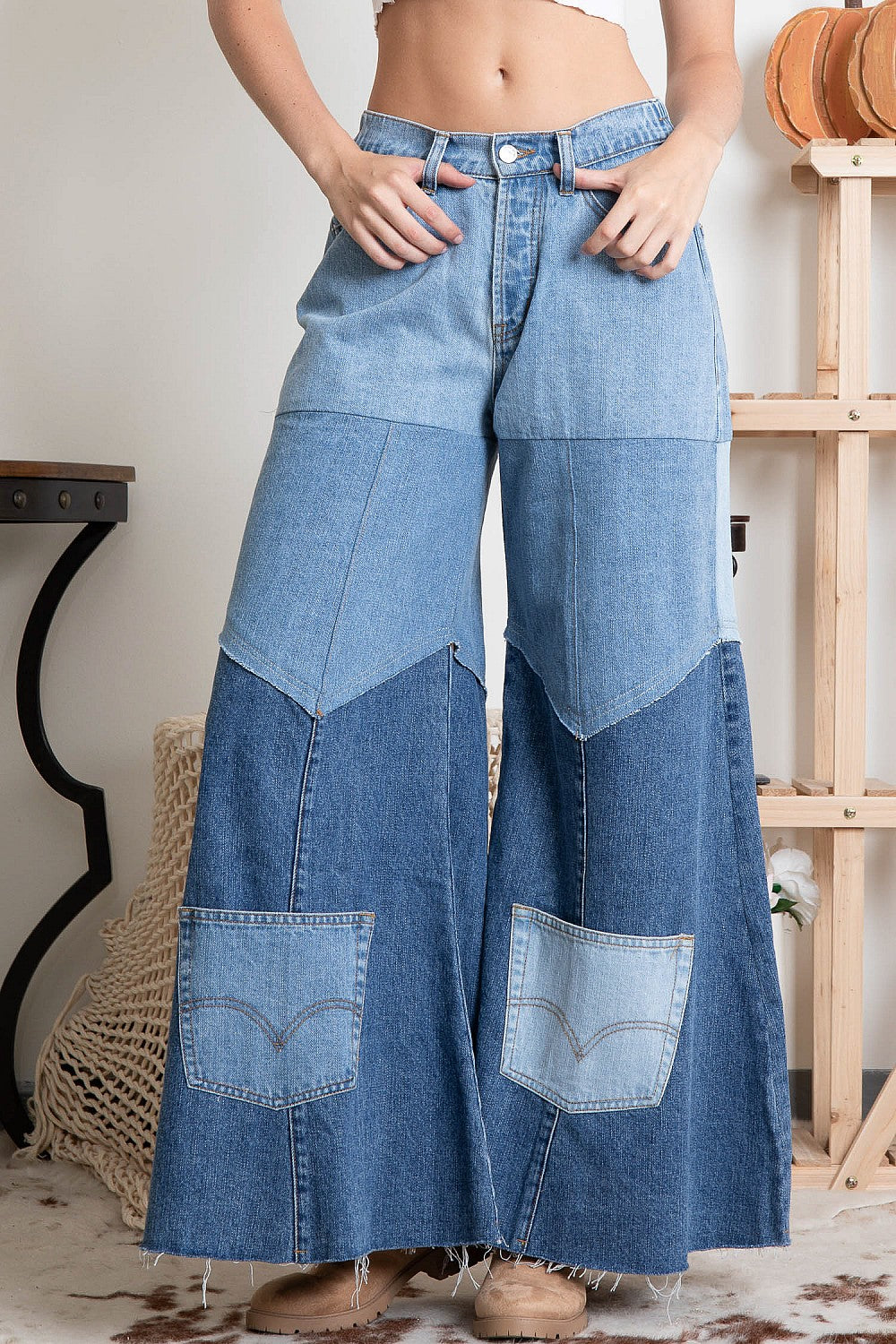 Block it Out Big Wide Leg Stretchy Denim Flare Pants