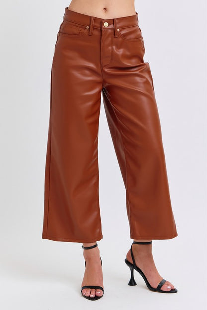 Judy Blue - The Stella Faux Leather Wide Crop Pant w/ Tummy Control