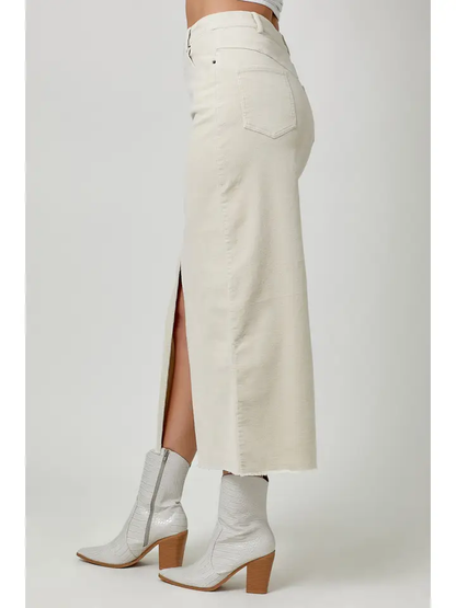 Sale - The Everest Washed Front Slit Corduroy Skirt