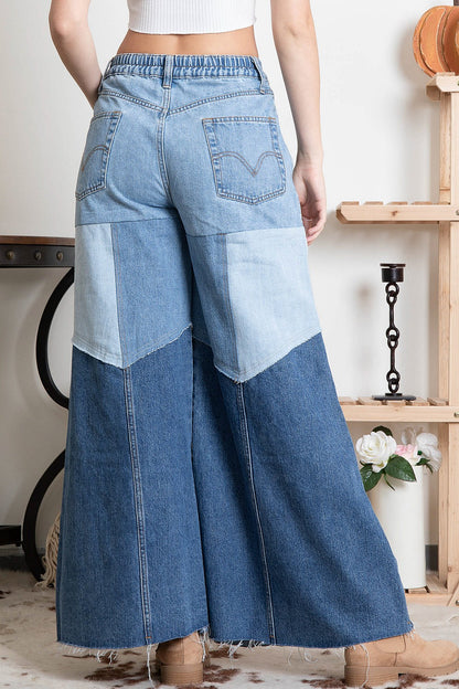 Block it Out Big Wide Leg Stretchy Denim Flare Pants