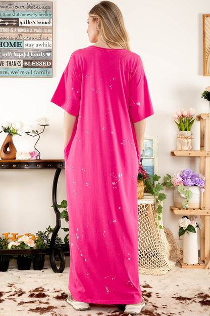 Just a Woman Short Sleeve Layering Maxi T-Shirt Dress