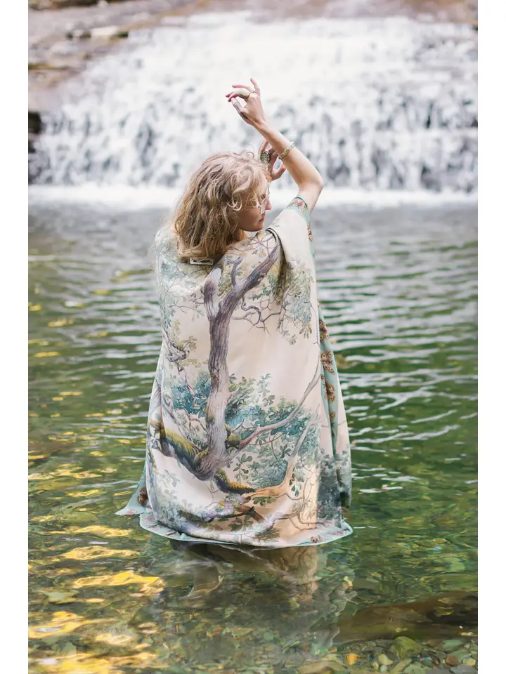 Earth & Sky Bohemian Goddess Starduster Kimono W/Trees