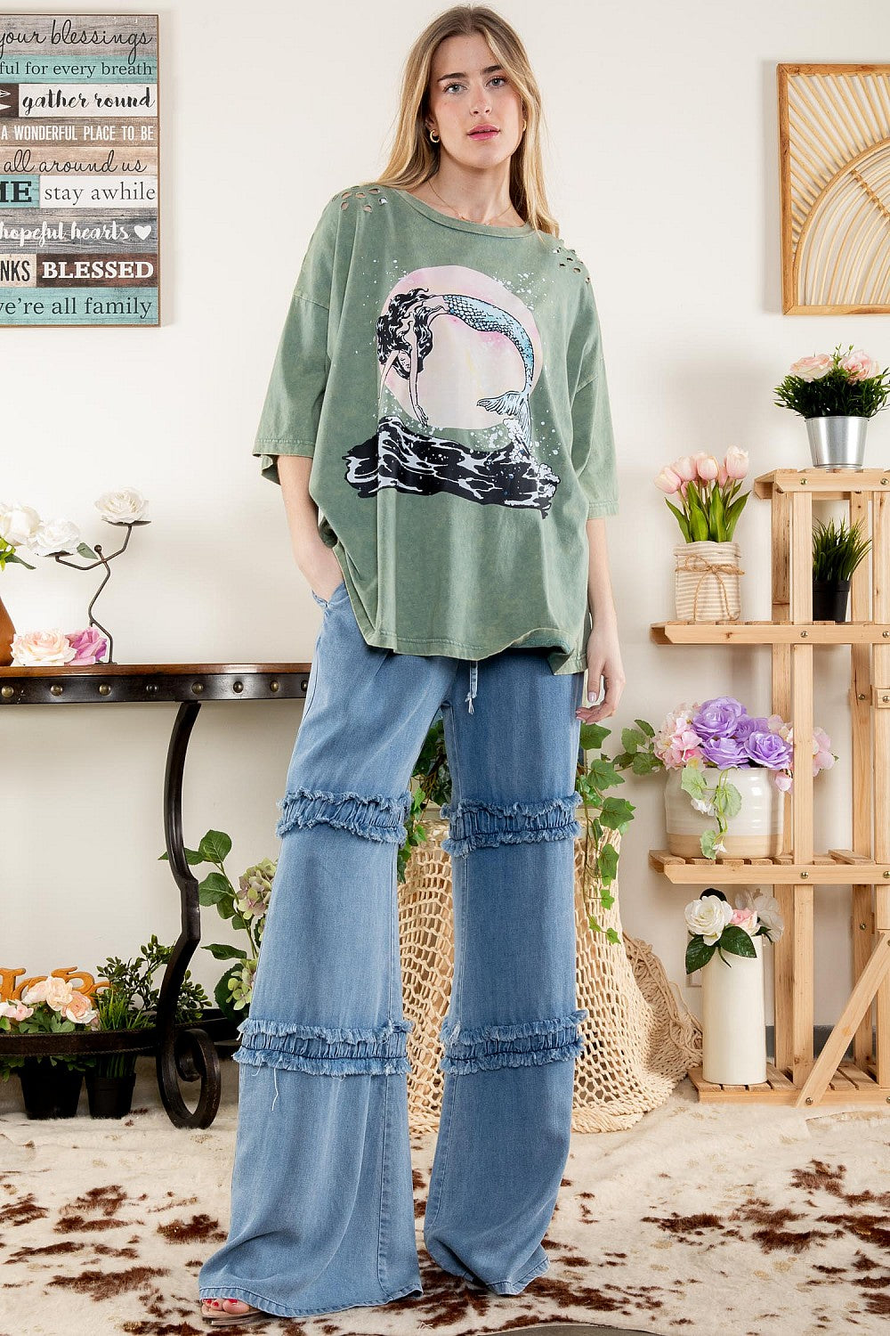 She's a Dream Mineral Washed Oversized Mermaid Tee