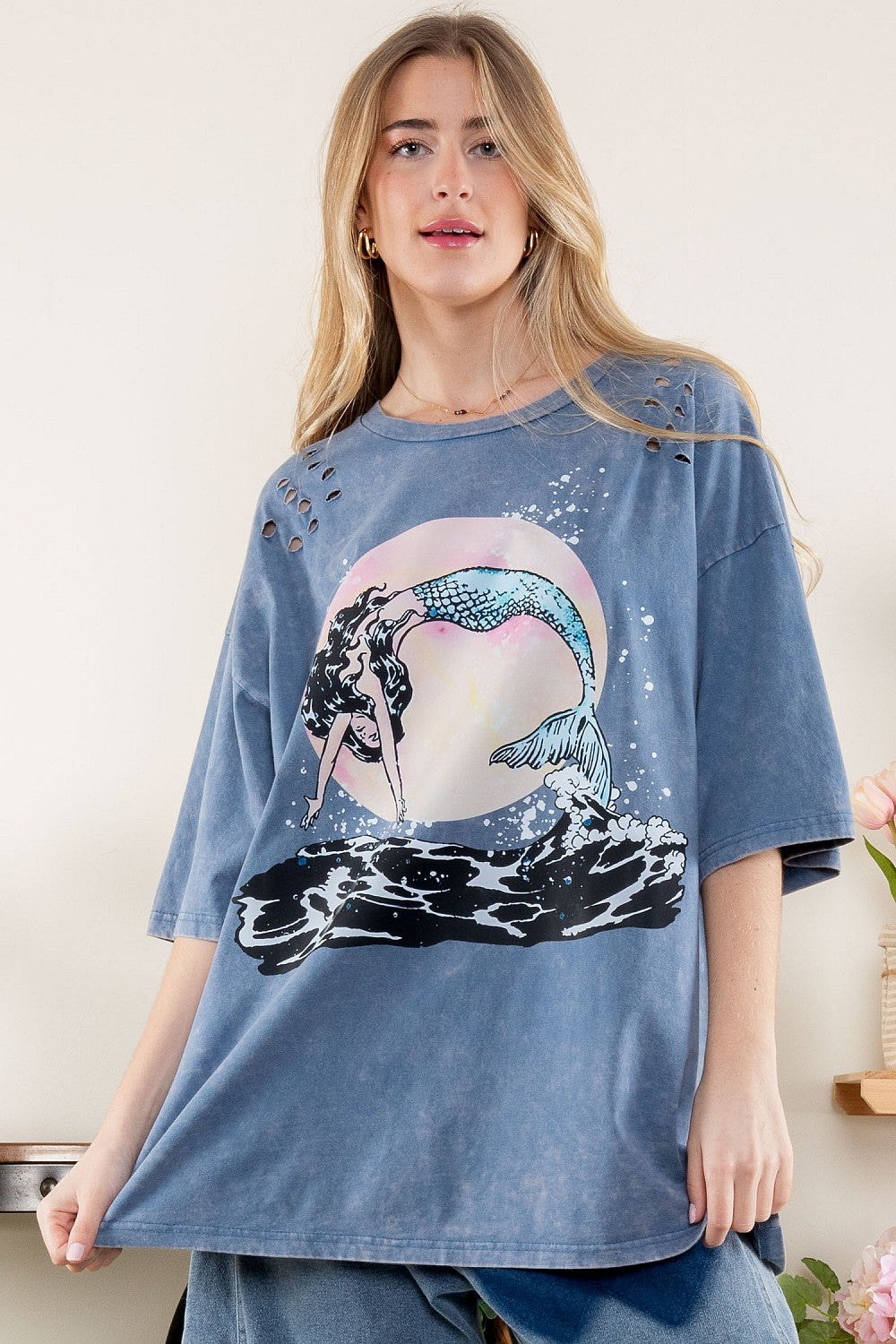 She's a Dream Mineral Washed Oversized Mermaid Tee