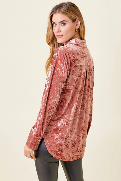 Final Sale - So Chic Boho Velvet Button Down