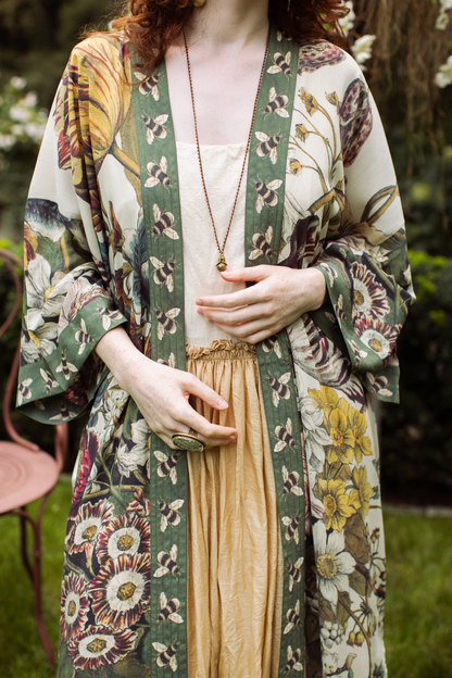 Love Grows Wild Opera Duster Kimono Robe w/ Bees