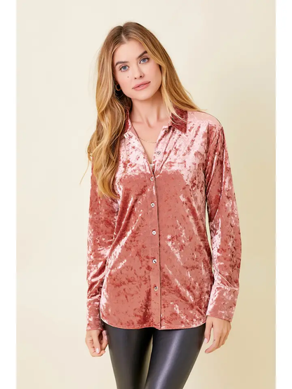 Final Sale - So Chic Boho Velvet Button Down