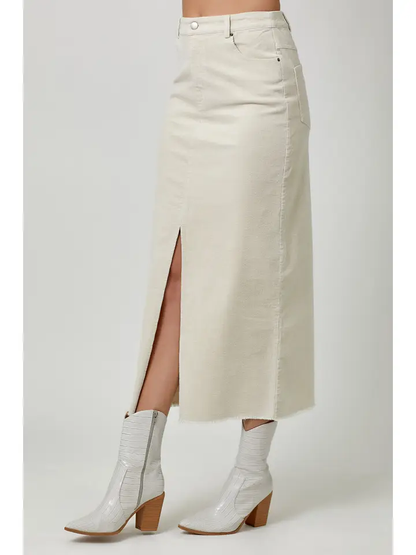 Sale - The Everest Washed Front Slit Corduroy Skirt