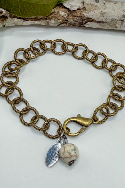 The Simple Brass Chain Bracelet w/ Gemstone