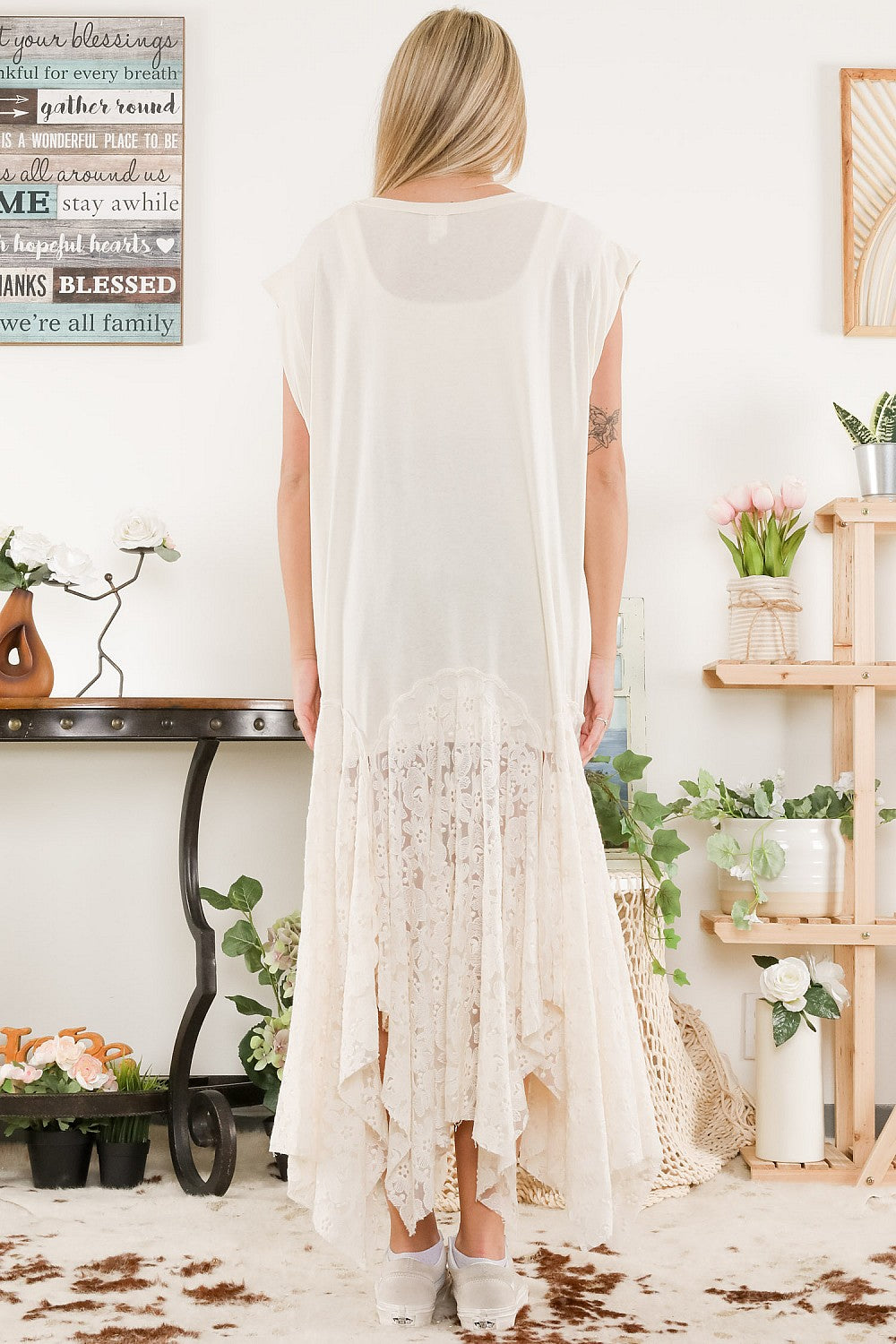 Hippie Boho Butterfly Swing Tunic Dress w/ Lace