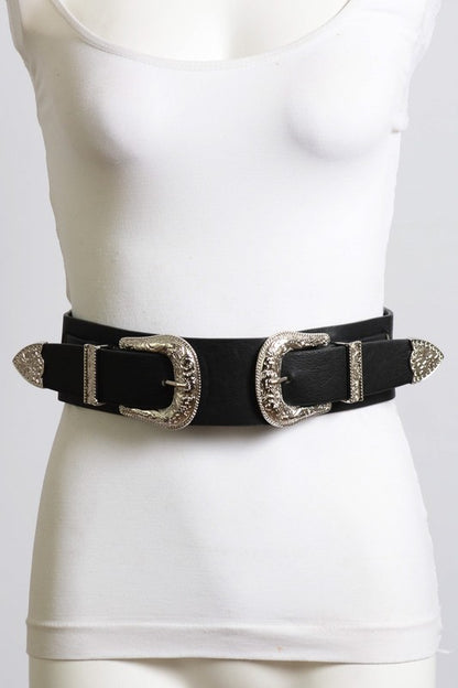 Double Western Faux Leather Waist Belt