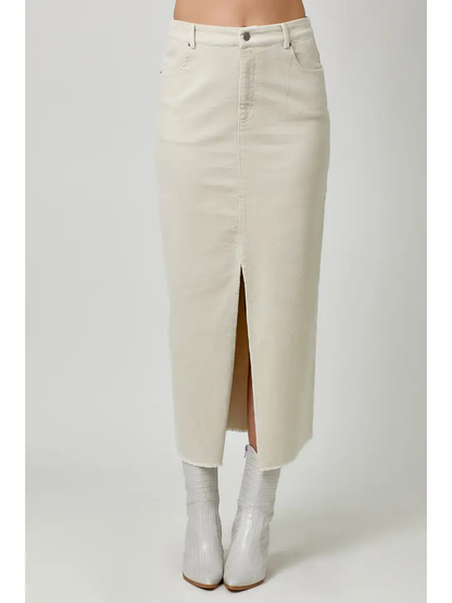 Sale - The Everest Washed Front Slit Corduroy Skirt