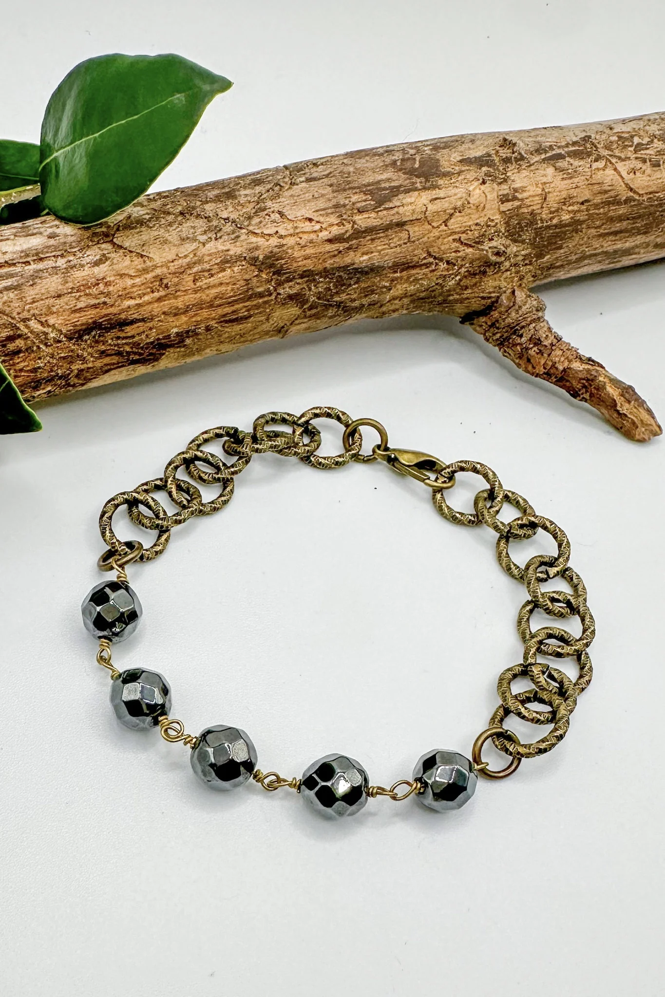 The Simple Pyrite Brass Beaded Bracelet