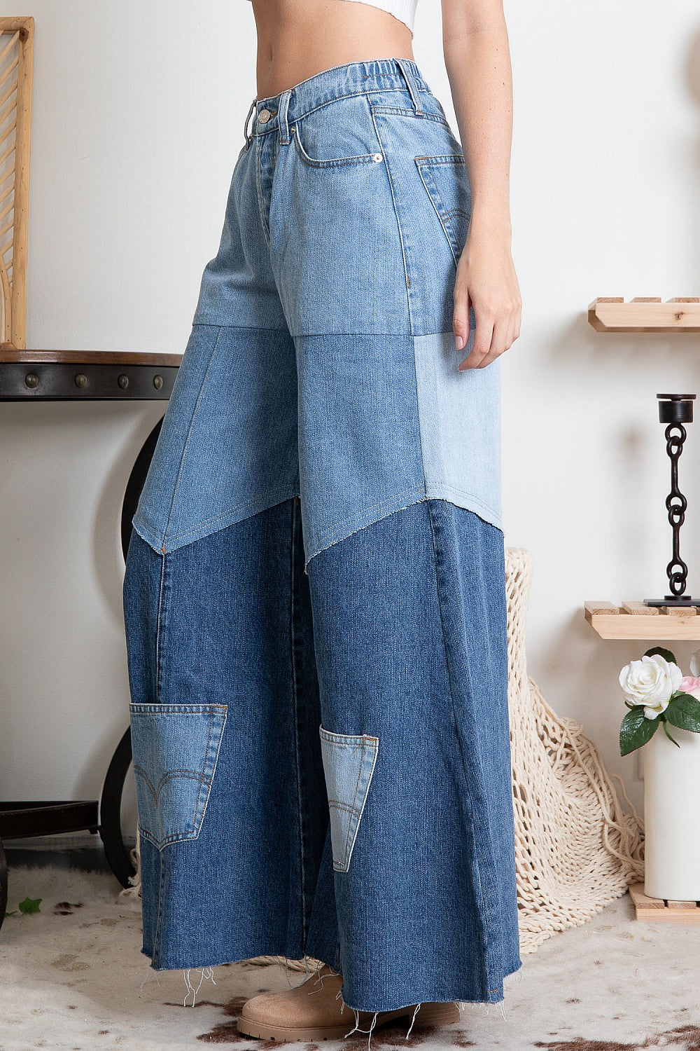 Block it Out Big Wide Leg Stretchy Denim Flare Pants