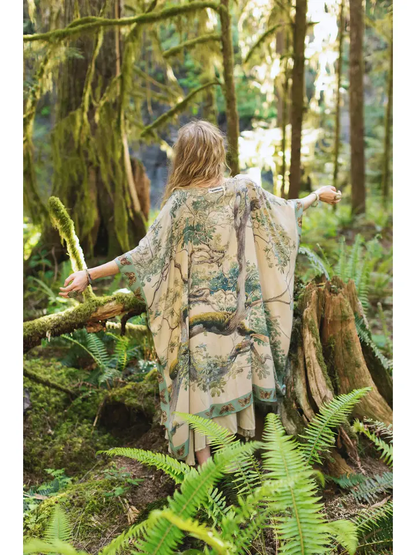 Earth & Sky Bohemian Goddess Starduster Kimono W/Trees