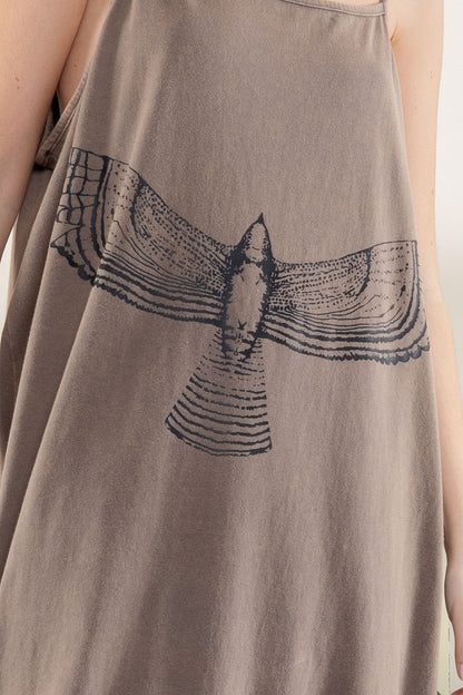 Fly High Eagle Print Tank Dress