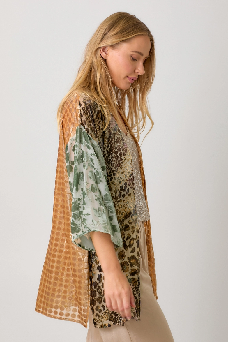 Final Sale - Victoria Effortless Mixed Print Burn-Out Kimono