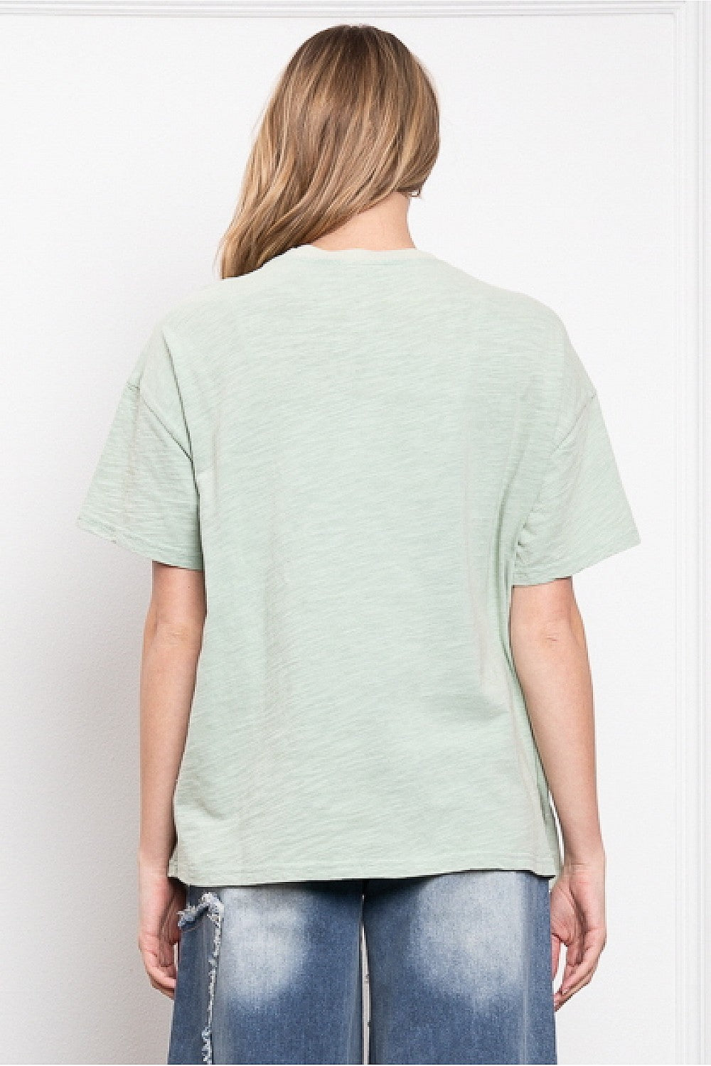 No Rain No Flowers Easy Pullover Tee in Sage Green