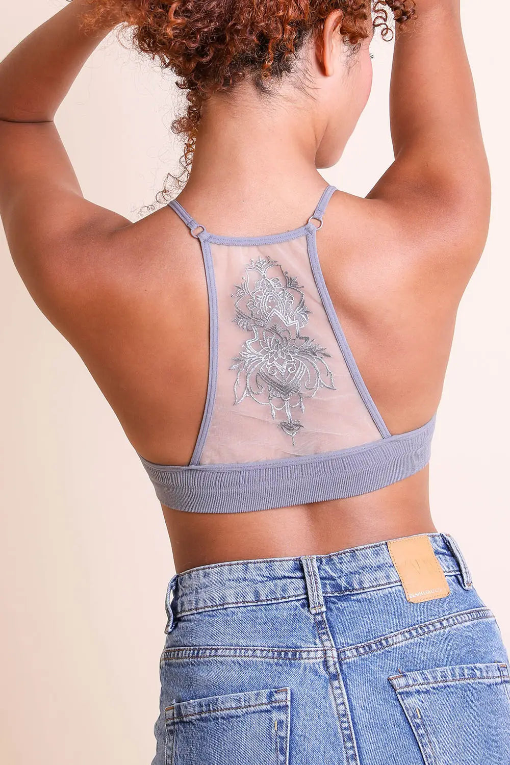 Hippie Tattoo Back Bralette Crop Top Boho Layering