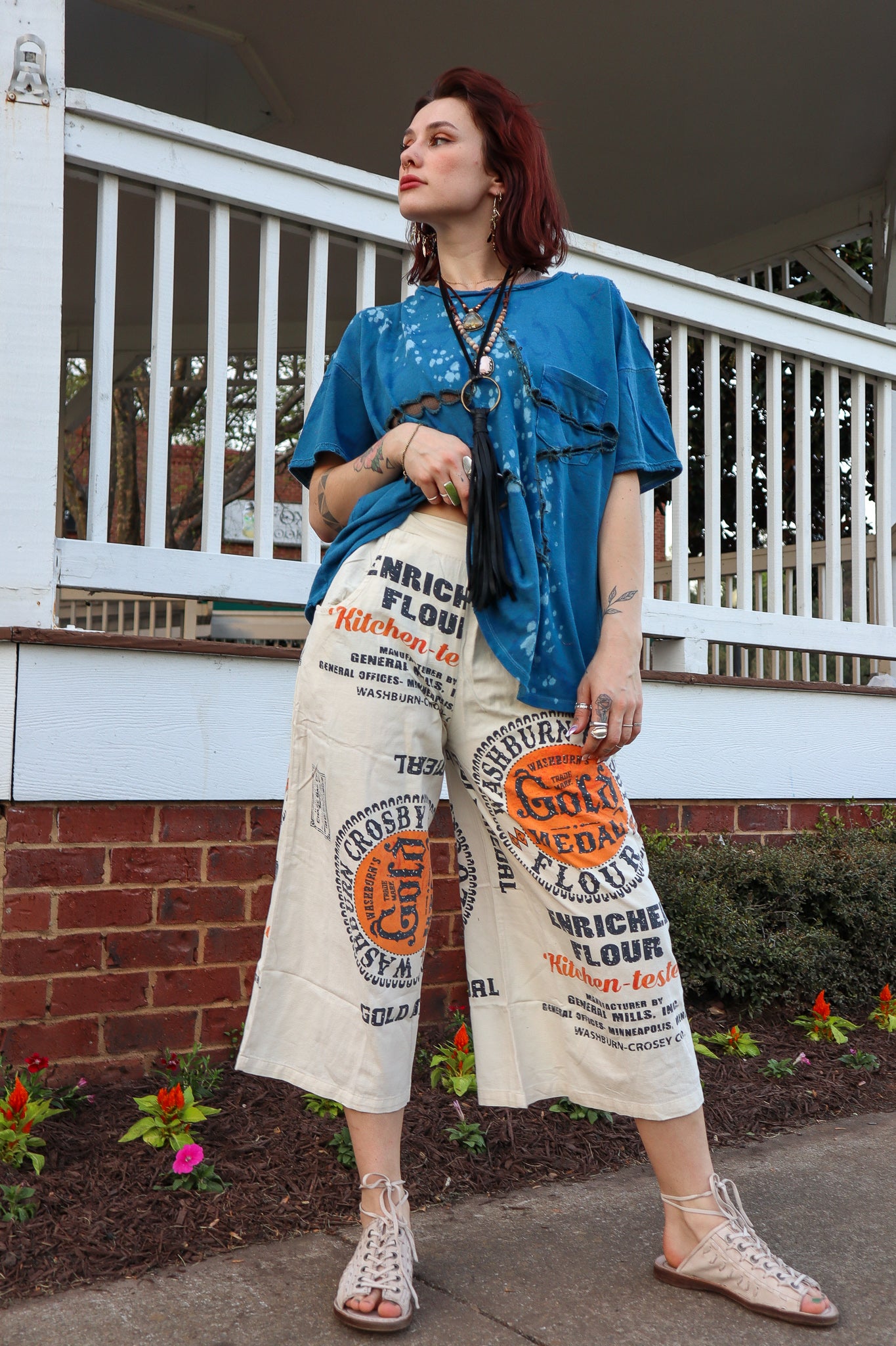 Heirloom Flour Sack Cotton Capri Pant